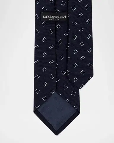 Emporio Armani Men's Geometric Box Jacquard Silk Tie | Thumbnail 2 Emporio Armani Men's Geometric Box Jacquard Silk Tie | Thumbnail 2