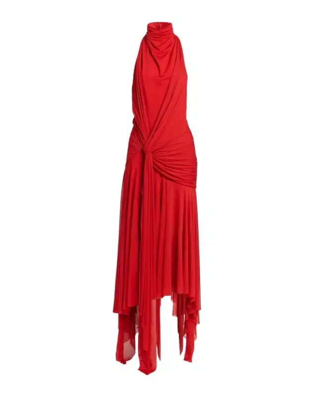 Knotted Jersey Draped Maxi Dress