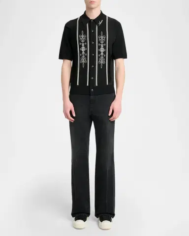 AMIRI Abstract Paneled Wool-Blend Short-Sleeve Shirt | Thumbnail 2 AMIRI Abstract Paneled Wool-Blend Short-Sleeve Shirt | Thumbnail 2