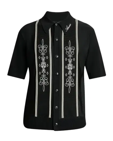 AMIRI Abstract Paneled Wool-Blend Short-Sleeve Shirt | Thumbnail 1 AMIRI Abstract Paneled Wool-Blend Short-Sleeve Shirt | Thumbnail 1