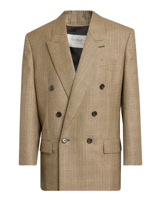 Saint Laurent Double-Breasted Prince of Wales Jacket