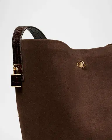 Tory Burch Lock Suede Bucket Bag | Thumbnail 4
