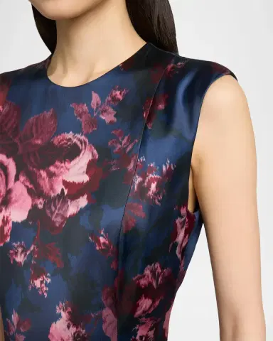 Erdem Floral Duchess Satin Sleeveless Midi Dress | Thumbnail 5 Erdem Floral Duchess Satin Sleeveless Midi Dress | Thumbnail 5