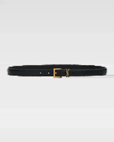 Saint Laurent Men's YSL Cassandre Belt in Smooth Leather | Thumbnail 2