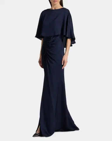 Amsale Capelet Ruched Gown | Thumbnail 2
