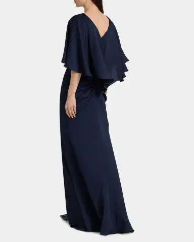 Amsale Capelet Ruched Gown | Thumbnail 3