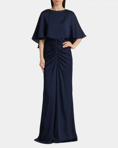 Amsale Capelet Ruched Gown | Thumbnail 4