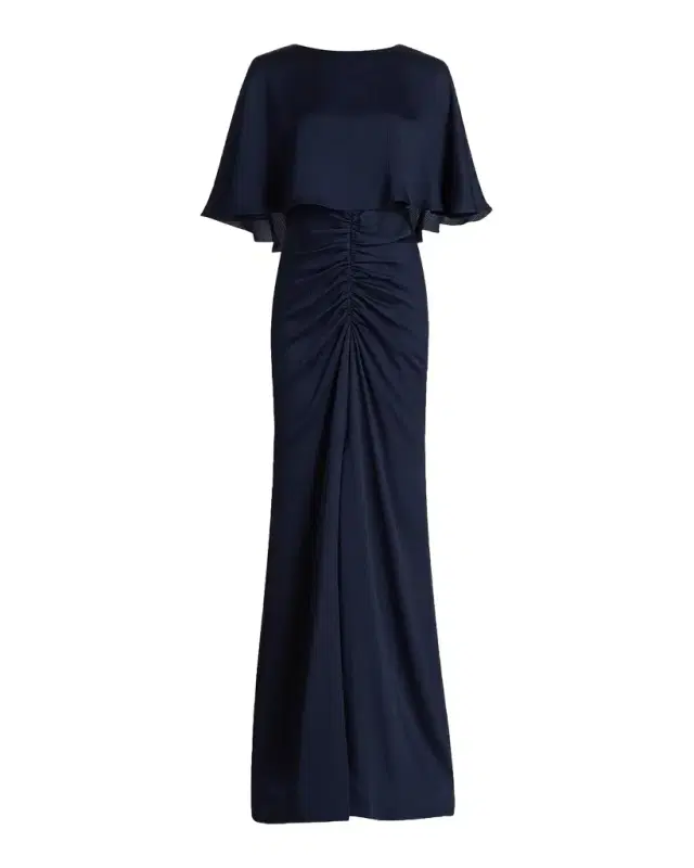 Amsale Capelet Ruched Gown