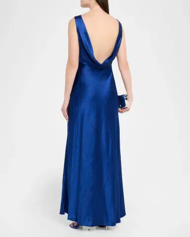 Jason Wu Collection Sleeveless Cowl Backless Satin Maxi Dress | Thumbnail 3
