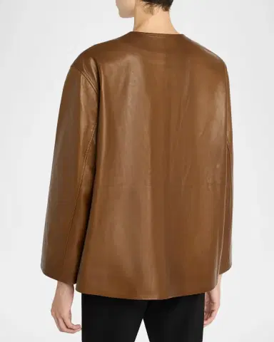 The Row Quintus Leather Single-Breasted Jacket | Thumbnail 3 The Row Quintus Leather Single-Breasted Jacket | Thumbnail 3