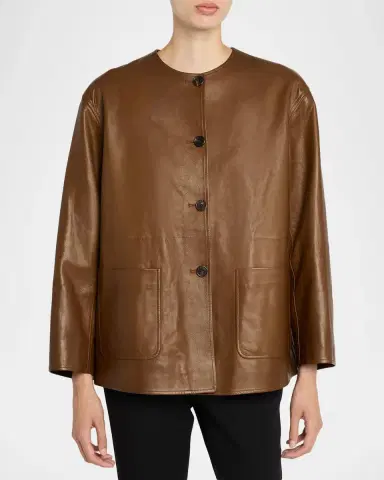 The Row Quintus Leather Single-Breasted Jacket | Thumbnail 4 The Row Quintus Leather Single-Breasted Jacket | Thumbnail 4