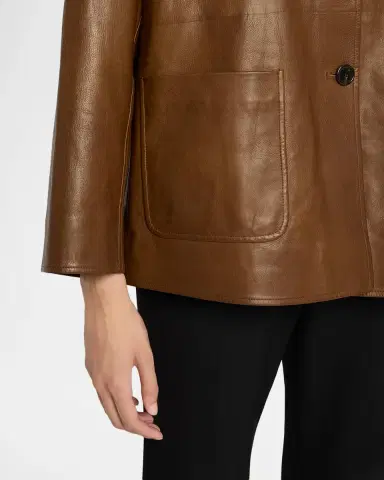 The Row Quintus Leather Single-Breasted Jacket | Thumbnail 5 The Row Quintus Leather Single-Breasted Jacket | Thumbnail 5