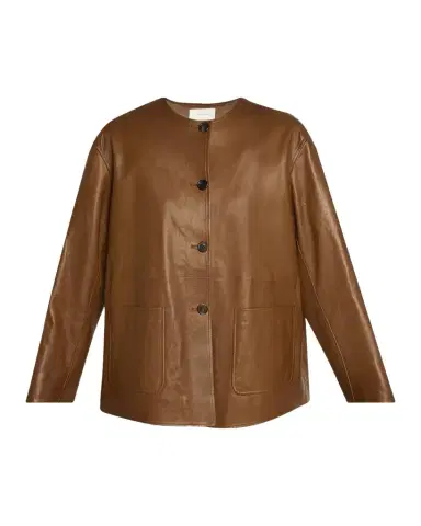 The Row Quintus Leather Single-Breasted Jacket | Thumbnail 1 The Row Quintus Leather Single-Breasted Jacket | Thumbnail 1