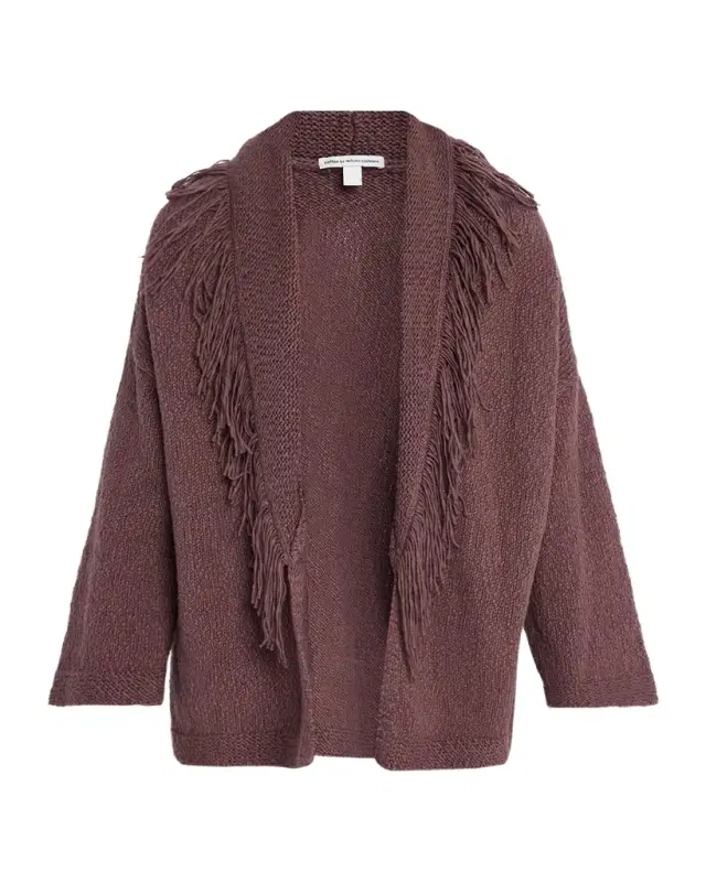 Autumn Cashmere Fringe-Trim Cotton Knit Cardigan