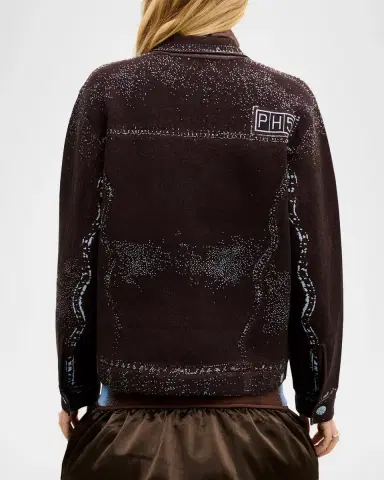 PH5 Hana Denim-Printed Wavy Asymmetric Jacket | Thumbnail 3
