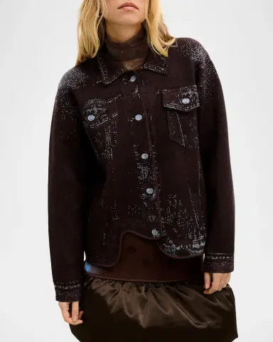 PH5 Hana Denim-Printed Wavy Asymmetric Jacket | Thumbnail 4