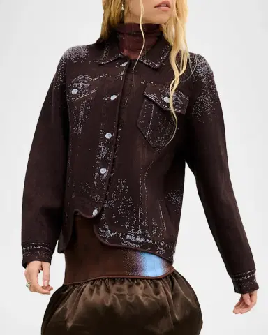 PH5 Hana Denim-Printed Wavy Asymmetric Jacket | Thumbnail 5