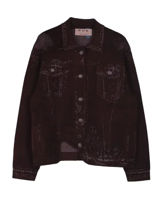 PH5 Hana Denim-Printed Wavy Asymmetric Jacket