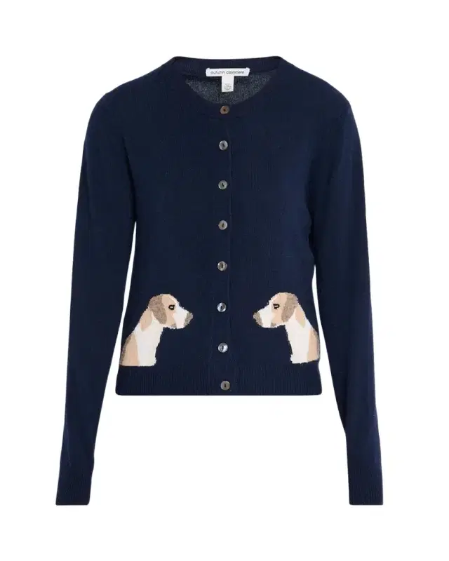 Autumn Cashmere Cashmere Dog Intarsia Cardigan