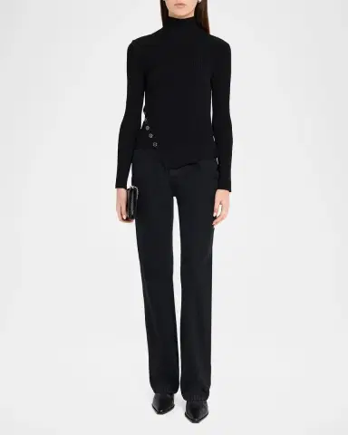 Autumn Cashmere Asymmetric Rib-Knit Turtleneck Sweater | Thumbnail 2 Autumn Cashmere Asymmetric Rib-Knit Turtleneck Sweater | Thumbnail 2