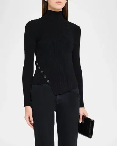Autumn Cashmere Asymmetric Rib-Knit Turtleneck Sweater | Thumbnail 4 Autumn Cashmere Asymmetric Rib-Knit Turtleneck Sweater | Thumbnail 4