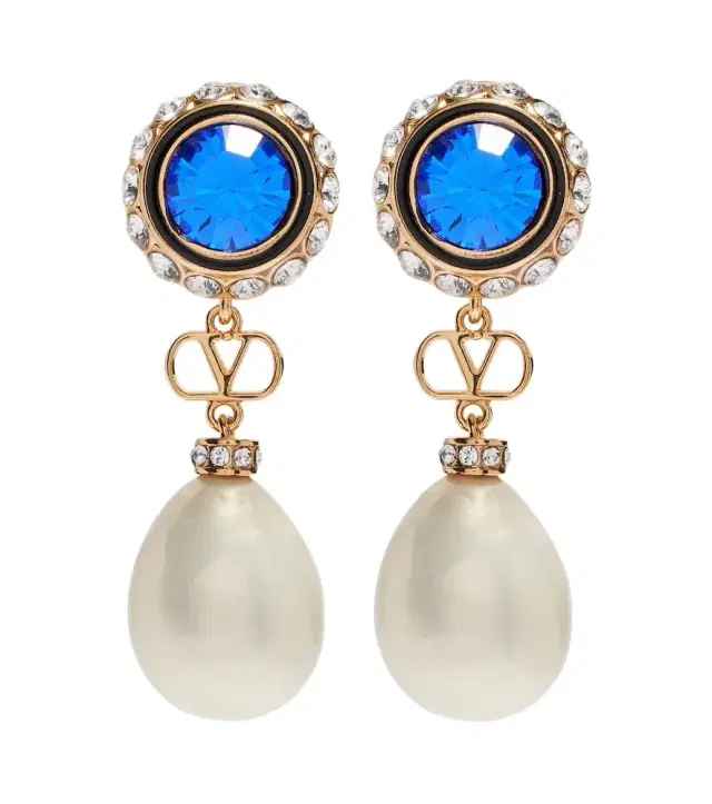 Valentino VLogo embellished drop earrings