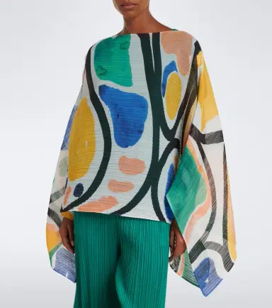 Pleats Please Issey Miyake Roll Madame-T pleated printed poncho | Thumbnail 2