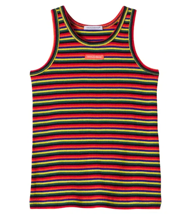 Dolce & Gabbana Kids Striped rib-knitted cotton tank top
