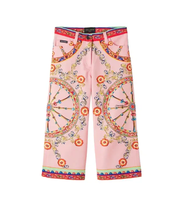 Dolce & Gabbana Kids Carretto printed wide-leg jeans