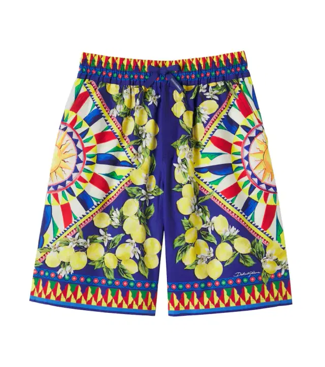 Dolce & Gabbana Kids Carretto cotton poplin Bermuda shorts