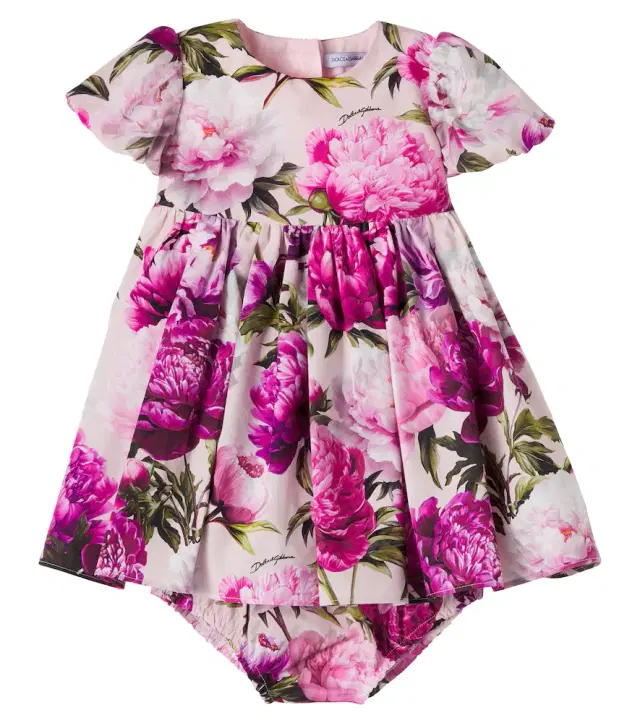 Dolce & Gabbana Kids Baby floral cotton dress and bloomers set