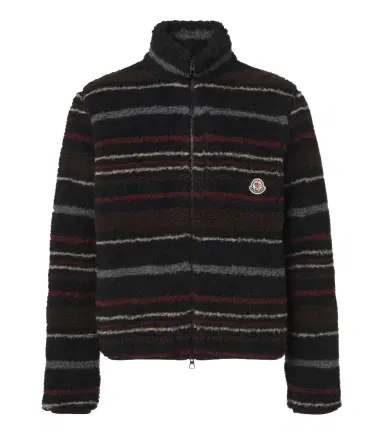 Moncler Striped wool-blend fleece zip-up cardigan | Thumbnail 1 Moncler Striped wool-blend fleece zip-up cardigan | Thumbnail 1