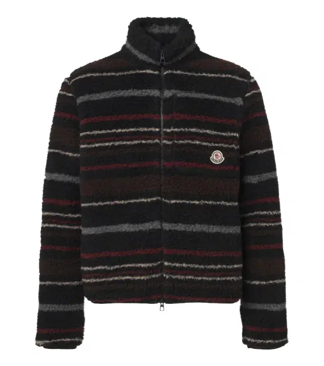 Moncler Striped wool-blend fleece zip-up cardigan