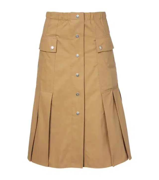 Moncler Pleated cotton-blend midi skirt