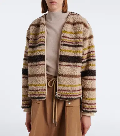 Moncler Striped wool-blend teddy jacket | Thumbnail 2