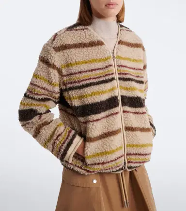 Moncler Striped wool-blend teddy jacket | Thumbnail 5