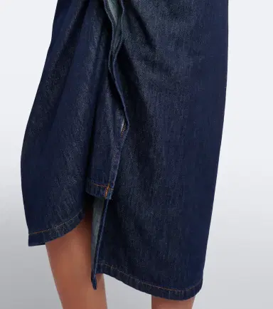 Dries Van Noten Draped asymmetric denim midi skirt | Thumbnail 2