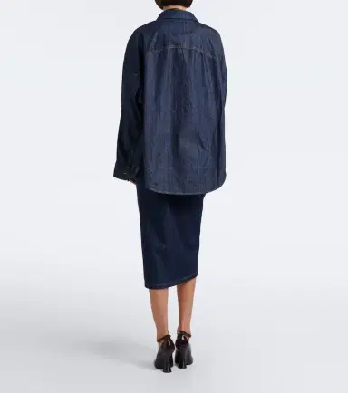 Dries Van Noten Draped asymmetric denim midi skirt | Thumbnail 3