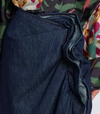 Dries Van Noten Draped asymmetric denim midi skirt | Thumbnail 5