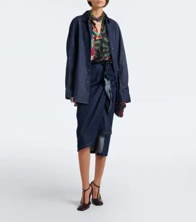 Dries Van Noten Draped asymmetric denim midi skirt | Thumbnail 6