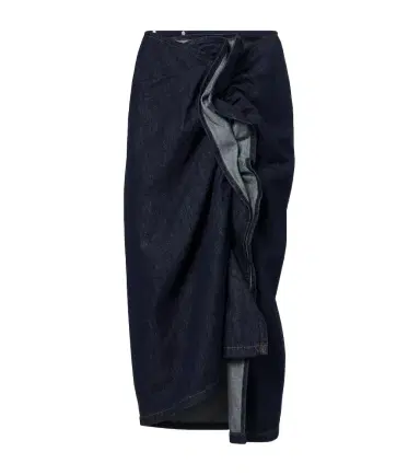 Dries Van Noten Draped asymmetric denim midi skirt | Thumbnail 1