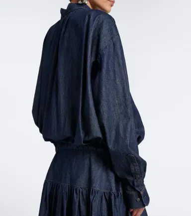 Dries Van Noten Tie-neck denim midi dress | Thumbnail 6 Dries Van Noten Tie-neck denim midi dress | Thumbnail 6