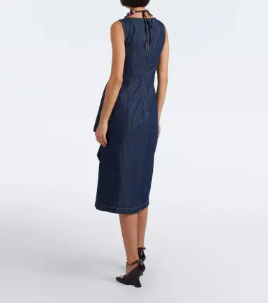 Dries Van Noten Draped denim midi dress | Thumbnail 2