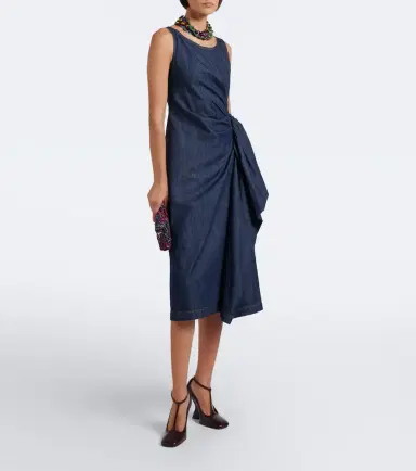 Dries Van Noten Draped denim midi dress | Thumbnail 4