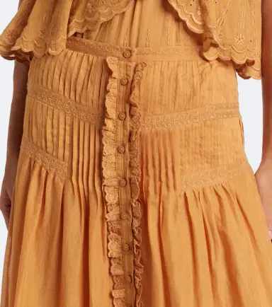 Marant Étoile Loraine embroidered ruffled cotton maxi skirt | Thumbnail 4