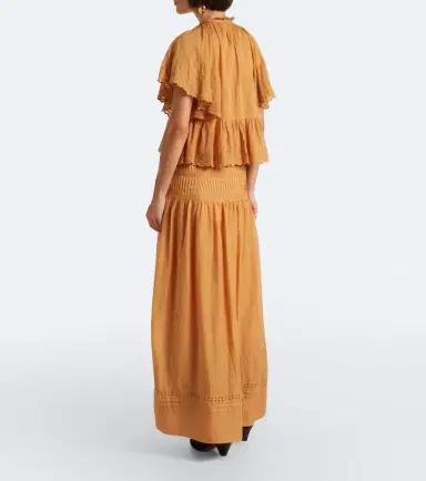 Marant Étoile Loraine embroidered ruffled cotton maxi skirt | Thumbnail 5