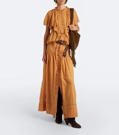Marant Étoile Loraine embroidered ruffled cotton maxi skirt | Thumbnail 6