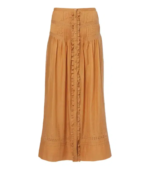 Marant Etoile Loraine embroidered ruffled cotton maxi skirt