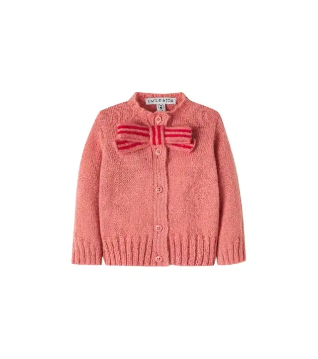 Emile et Ida Baby bow-detail cardigan