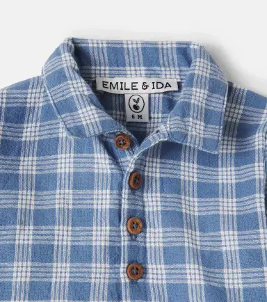 Emile et Ida Baby checked cotton shirt | Thumbnail 3